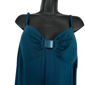 TOMMY BAHAMA Maxi Dress Teal Beachy Cover Up Poolside Jersey Stretch L